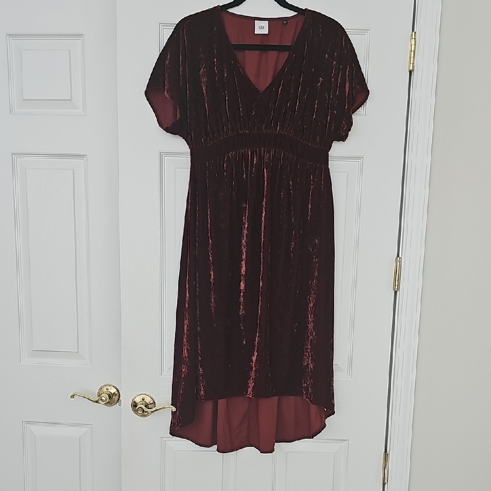 Cabi Vintage Velvet Burgundy Midi Dress, Size Small